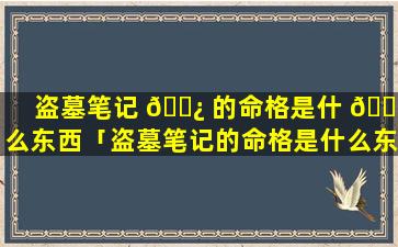 盗墓笔记 🌿 的命格是什 🐡 么东西「盗墓笔记的命格是什么东西图片」